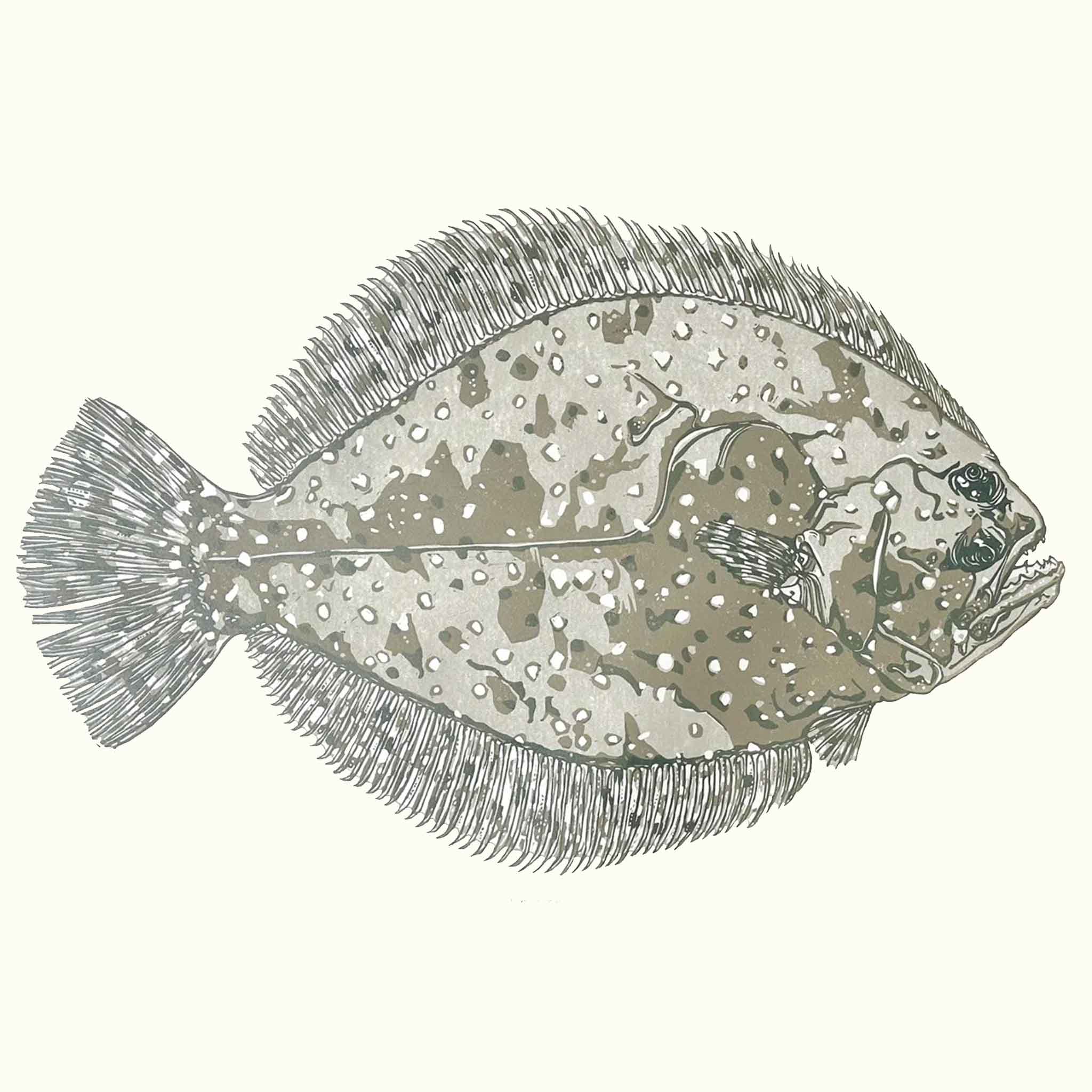 lowcountry flounder fish linocut art Georgetown sc