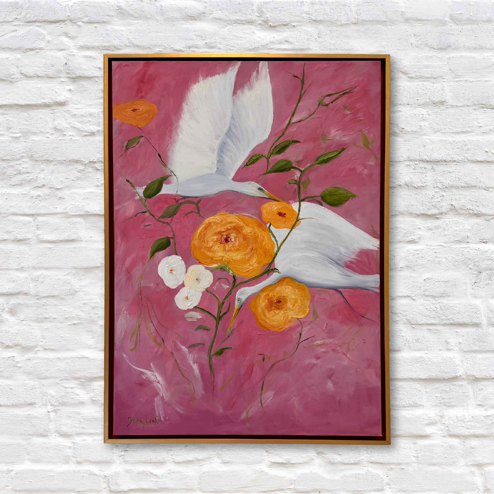 birds flowers abstract original art in Pawleys Island local artist