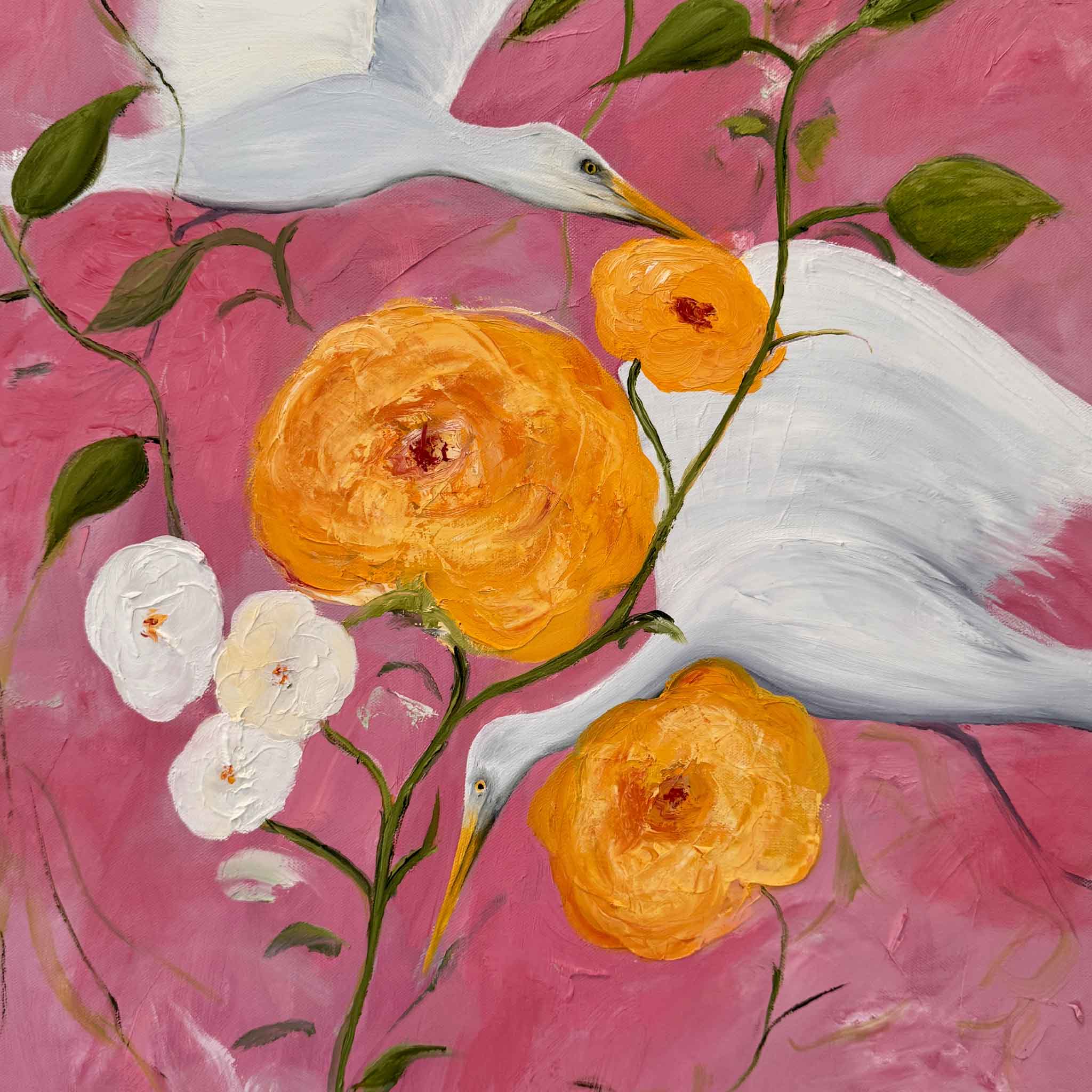 birds flowers abstract original art in Pawleys Island local artist