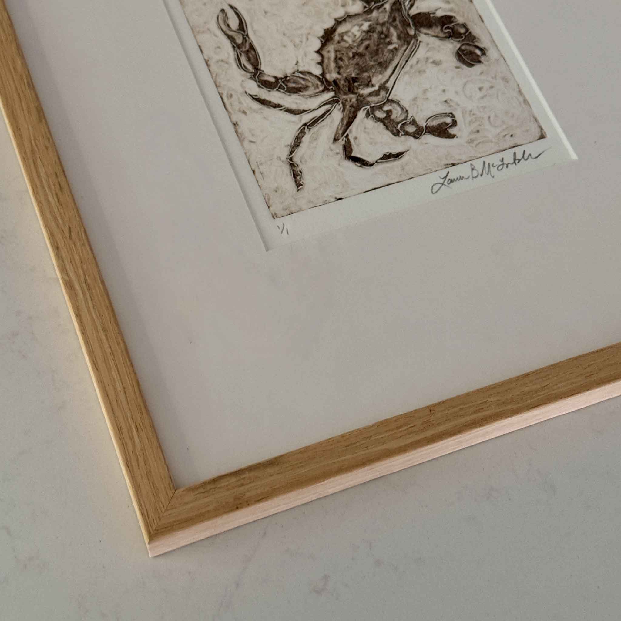 one of a kind mono print- PAWLEYS ISLAND beach crab