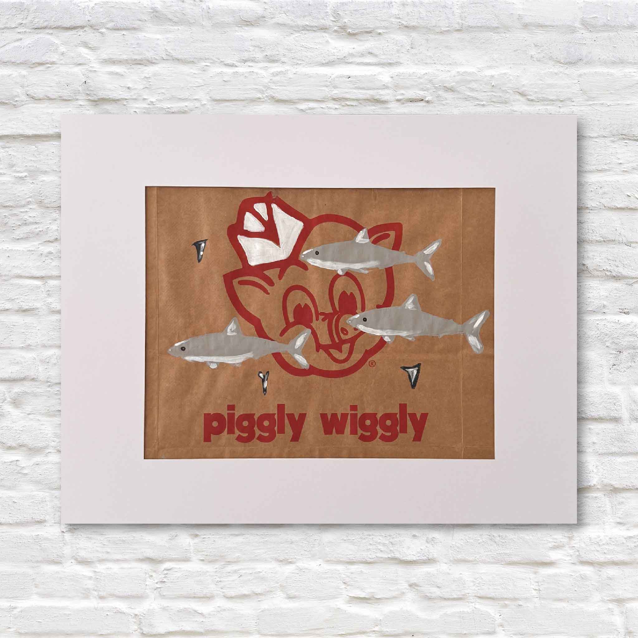 original artwork hand painted on a piggly wiggly paper grocery bag; local art gallery in lowcountry South Carolina Pawleys Island