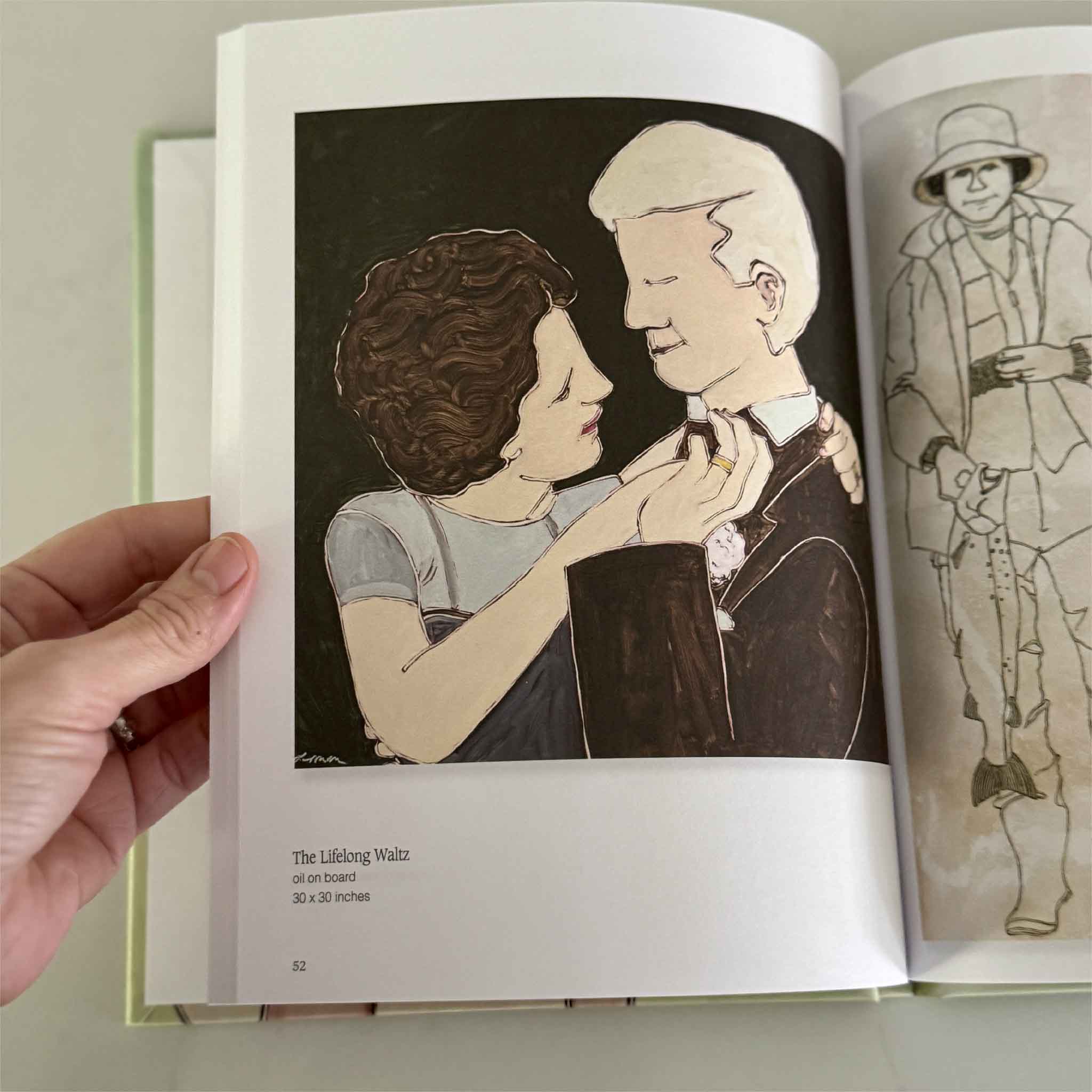 Interior page from All the In Between: My Story of Agnes featuring Laurie Brownell McIntosh's painting The Lifelong Waltz, one of more than seventy artworks included in the illustrated memoir.