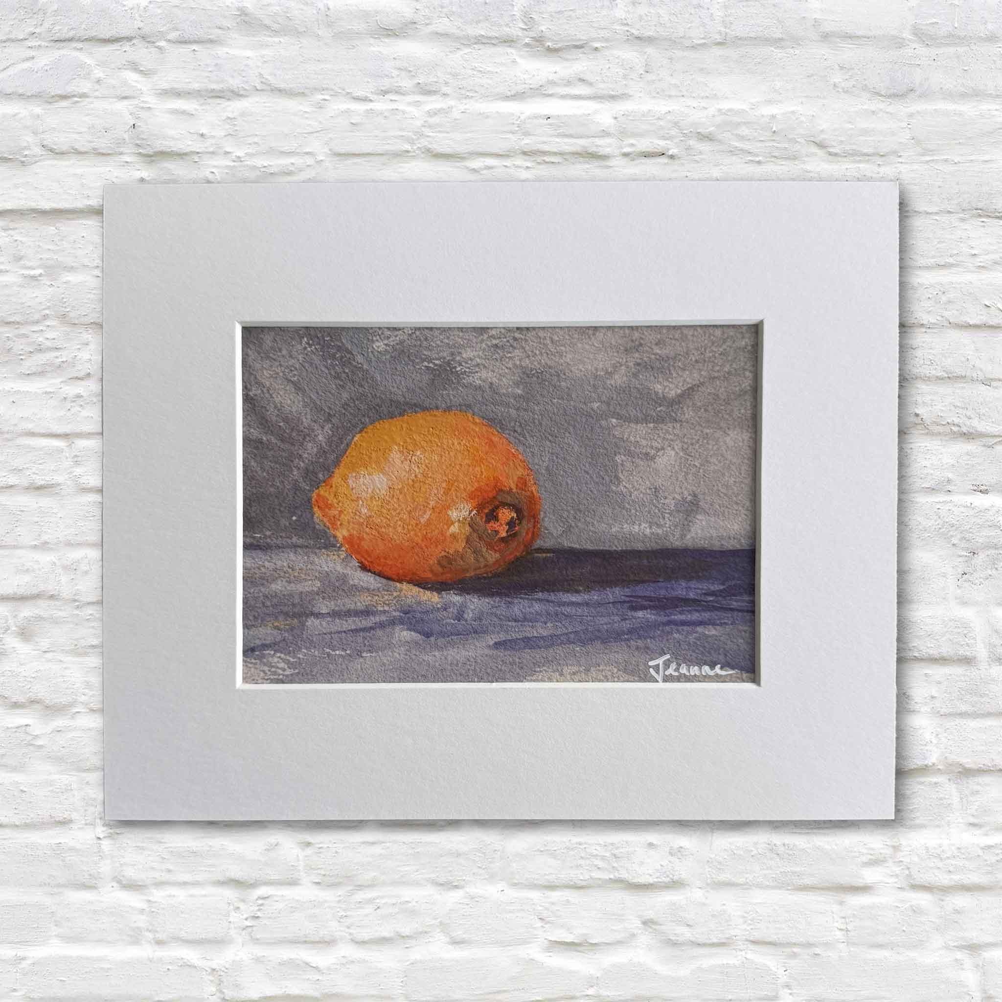 Lemon Drop by Jeanne O’Neal shown as a fine art giclée print matted in white to fit a standard 8 × 10 frame.