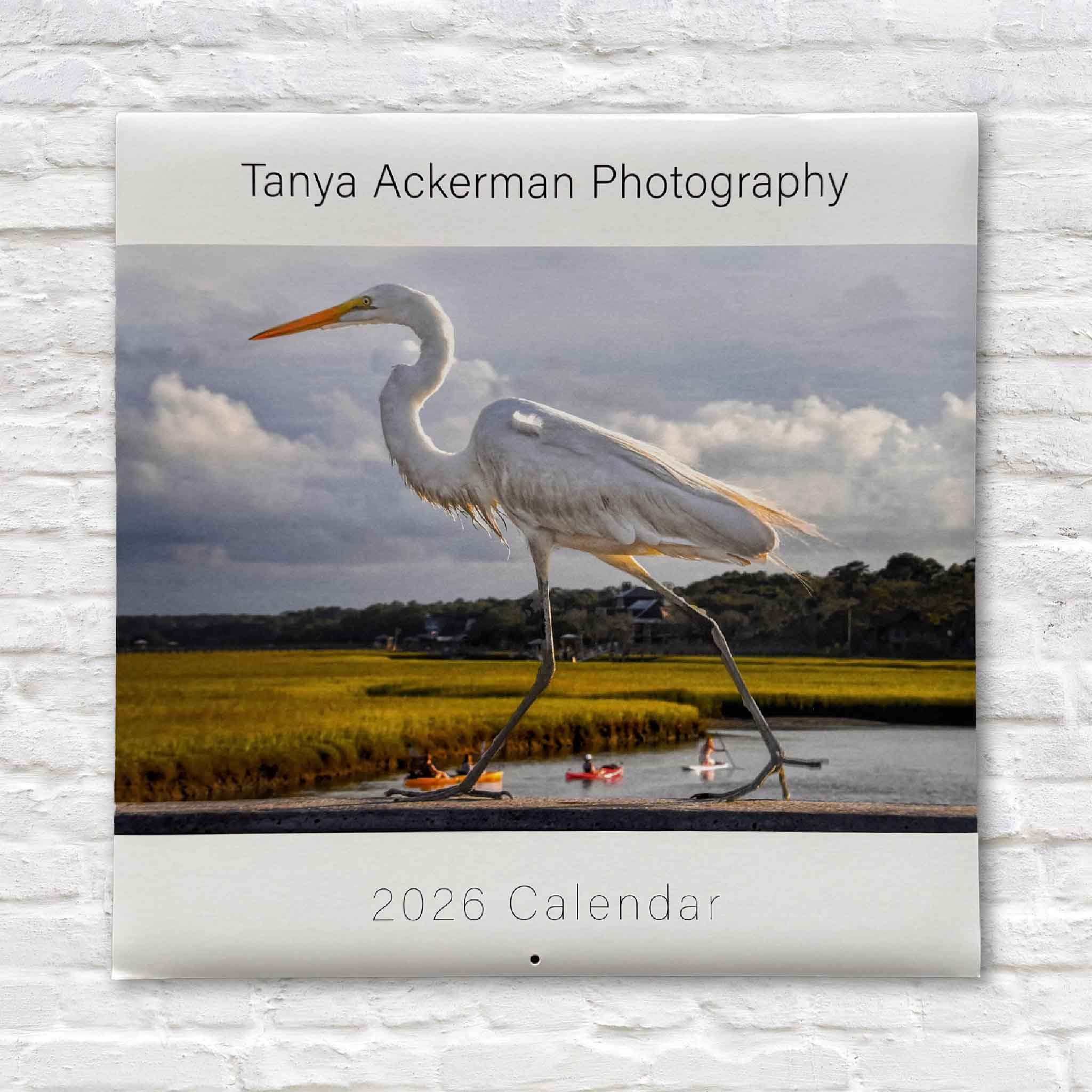 2026 Pawleys Island photography calendar by local artist Tanya Ackerman, featuring a coastal marsh scene, available at Gray Man Gallery.