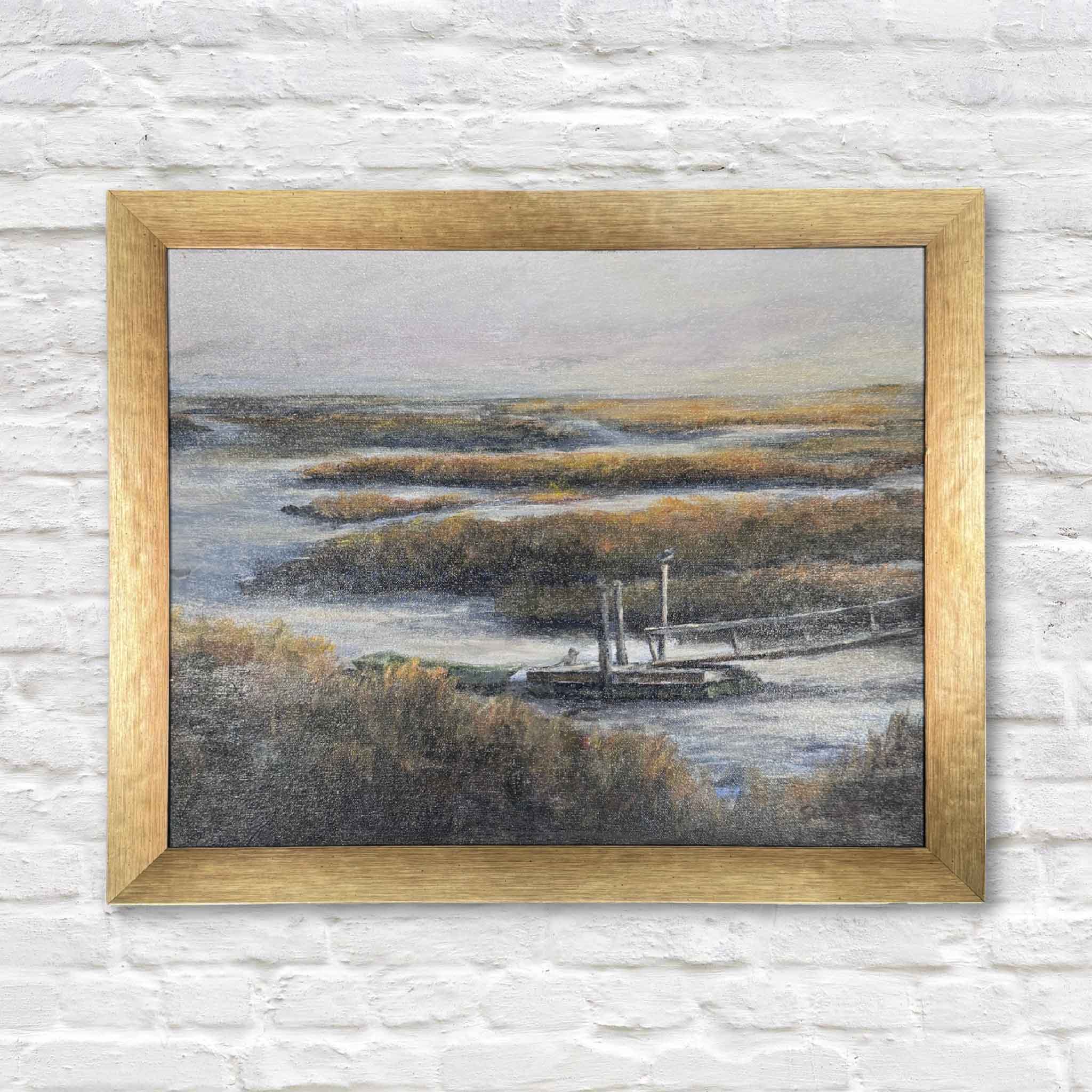 original lowcountry marsh painting with dock