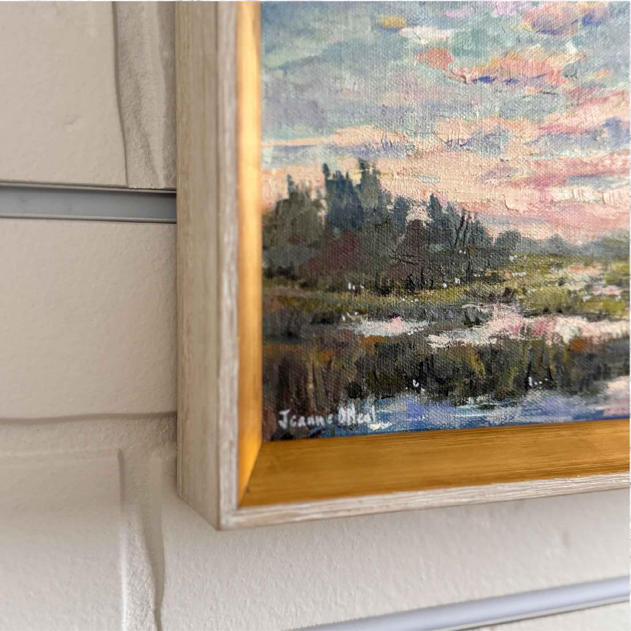  Southern skies in this original oil painting, Jeanne O’Neal blends vivid color and gentle texture to create a moment that feels both familiar and fleeting. lowcountry marsh art