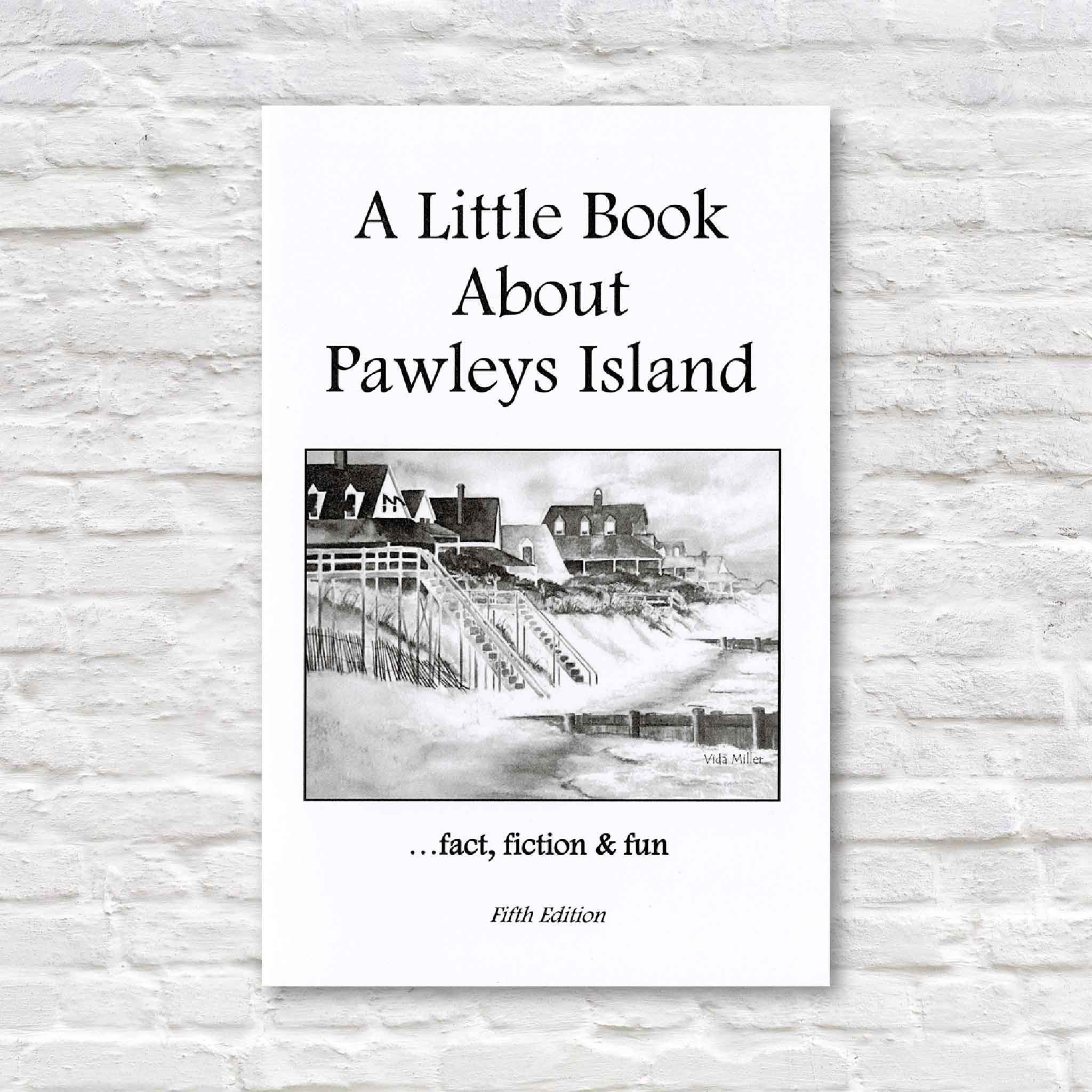 Book cover titled 'A Little Book About Pawleys Island' on a textured white background