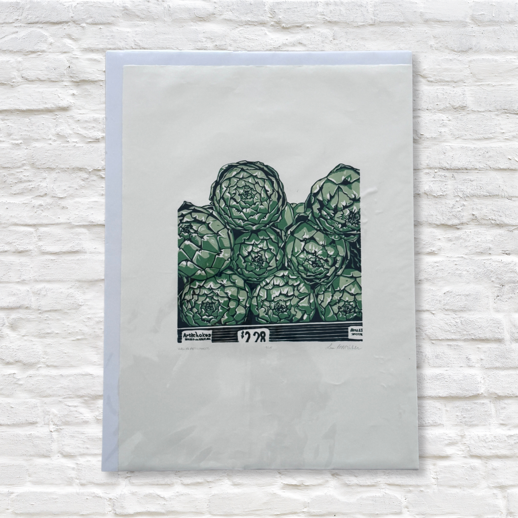 Gray Man Gallery_artichoke linocut artwork