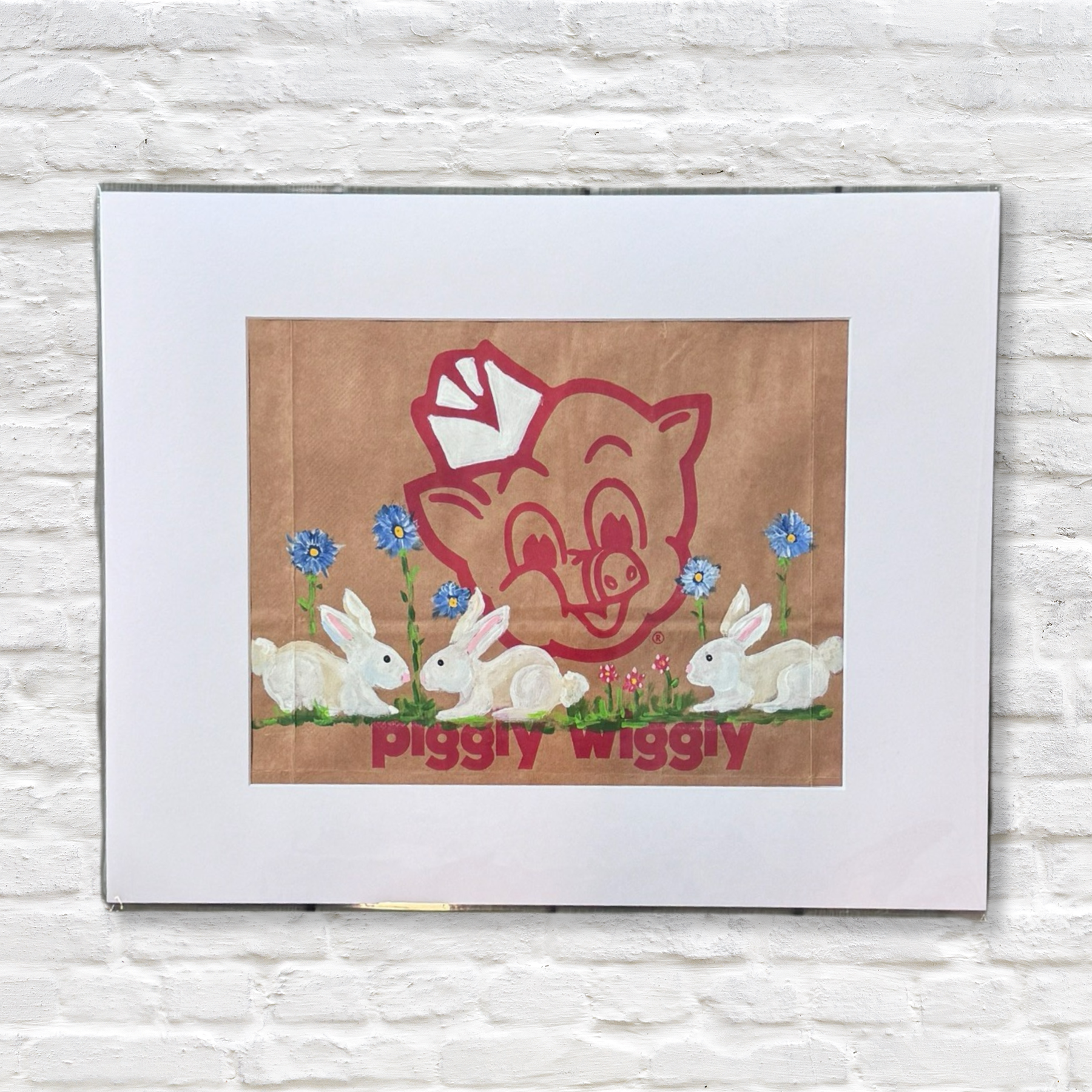 bunnies painting on piggly wiggly bag