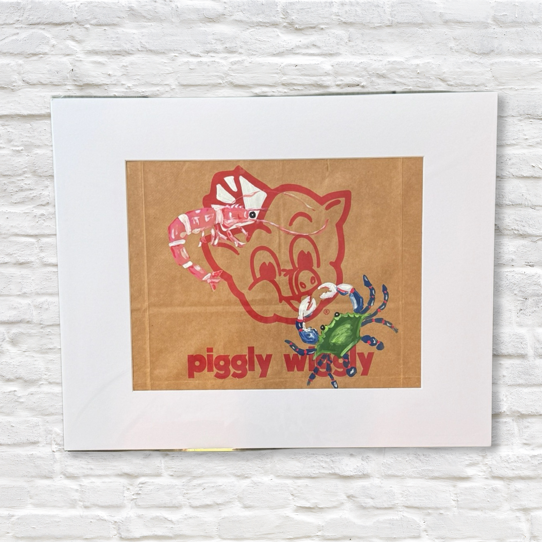 crab and shrimp painting on piggly wiggly bag