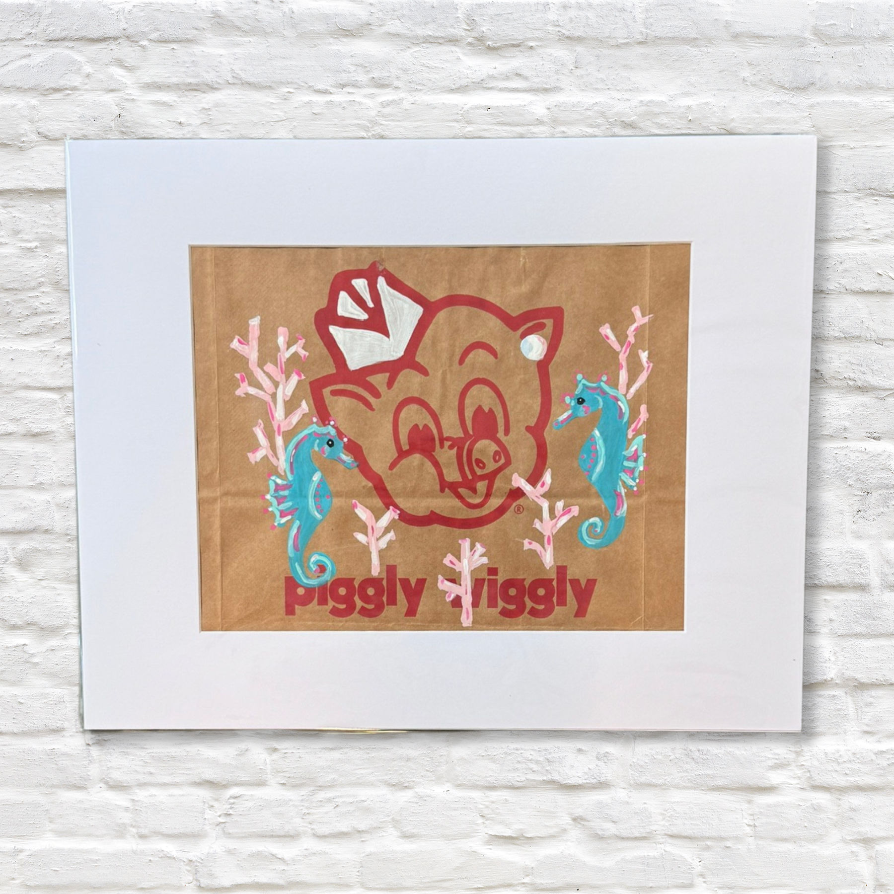 seahorse painting on piggly wiggly bag