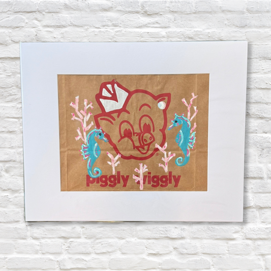 seahorse painting on piggly wiggly bag