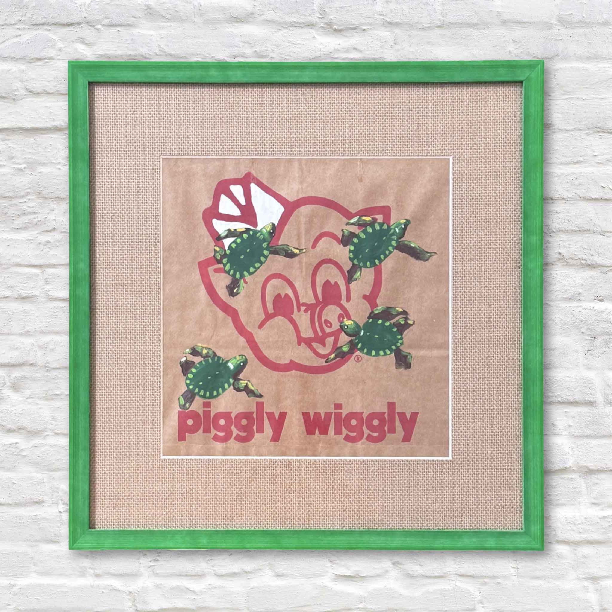 turtles painted on a piggly wiggly shopping bag