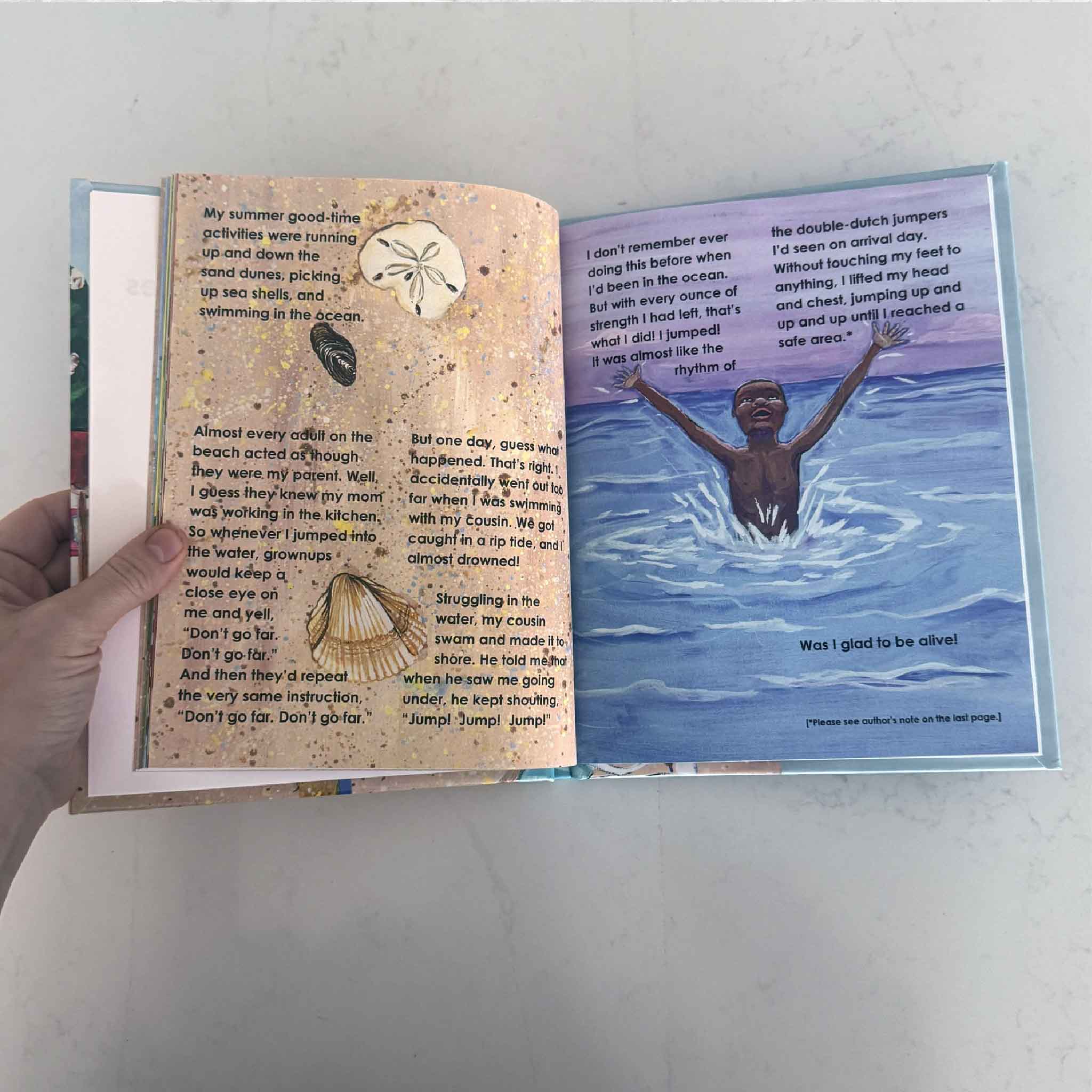 Front cover of McKenzie Beach Memories by Johnny L. Ford, as told to Ron Daise and illustrated by Natalie Daise, featuring a colorful beach scene with palm trees, a pavilion sign, and bright coastal artwork.