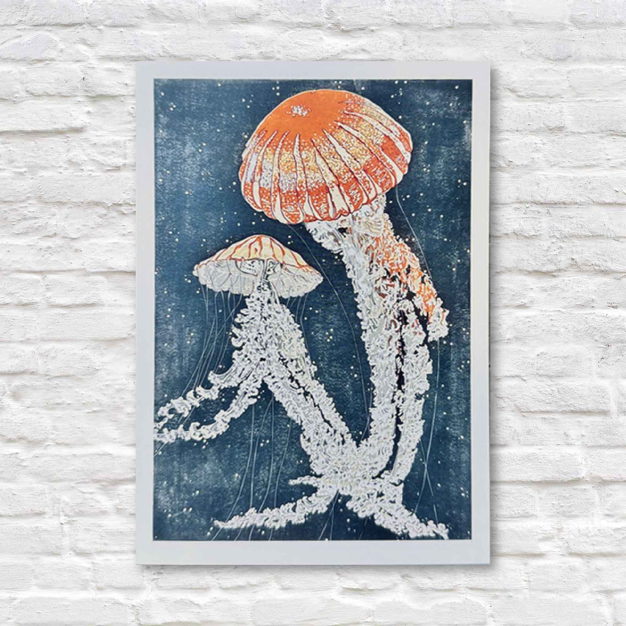 Set of five Laurie McIntosh postcards featuring Jelly Dance, Git Dat Net, Nelli Pelli, A Dozen Happy Hounds, and White Pelicans from her original linocut reduction series, printed on matte cardstock.