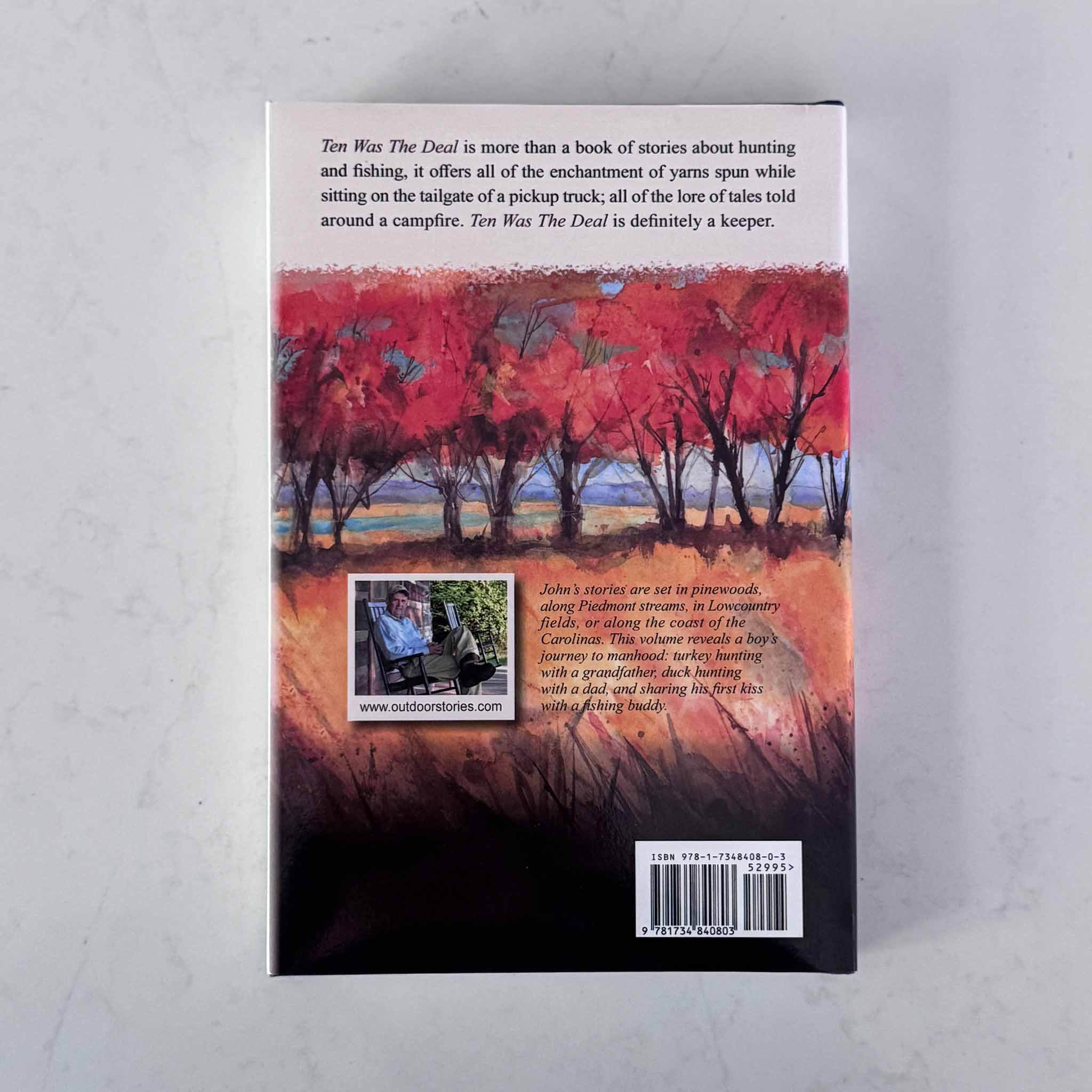 Back cover of Ten Was the Deal by John P. Faris, Jr., including praise and synopsis of his Southern outdoor storytelling.