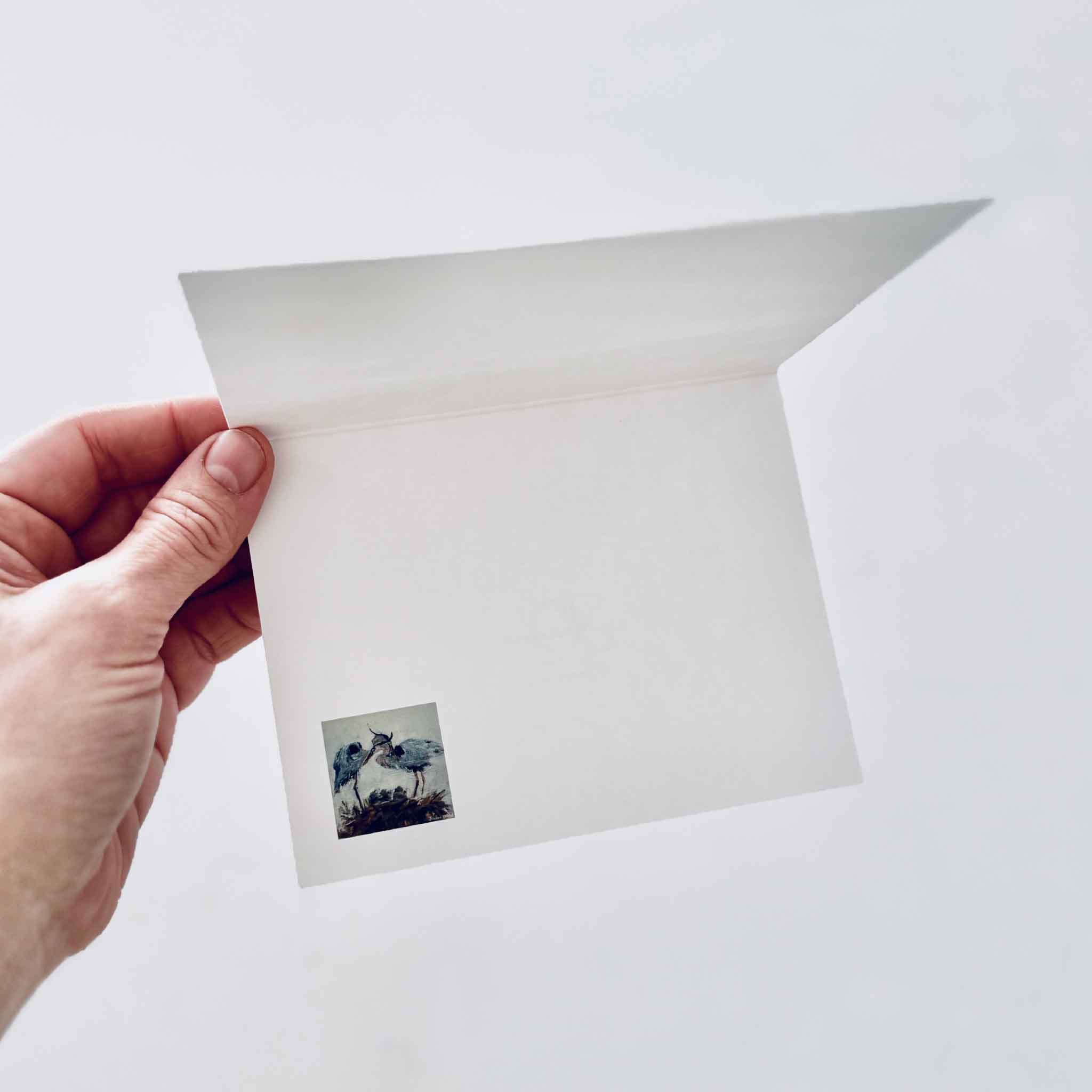 Blank interior of folded Marsh Glow coastal art notecard by local Lowcountry artist Jeanne O’Neal showing the writing space inside the notecard set available at Gray Man Gallery