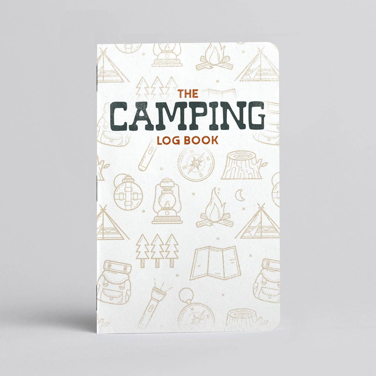 Camping Log Book adventure journal for documenting camping trips, RV travel, campground reviews, wildlife sightings, and family outdoor adventures. Sold by Gray Man Gallery in Pawleys Island, South Carolina.