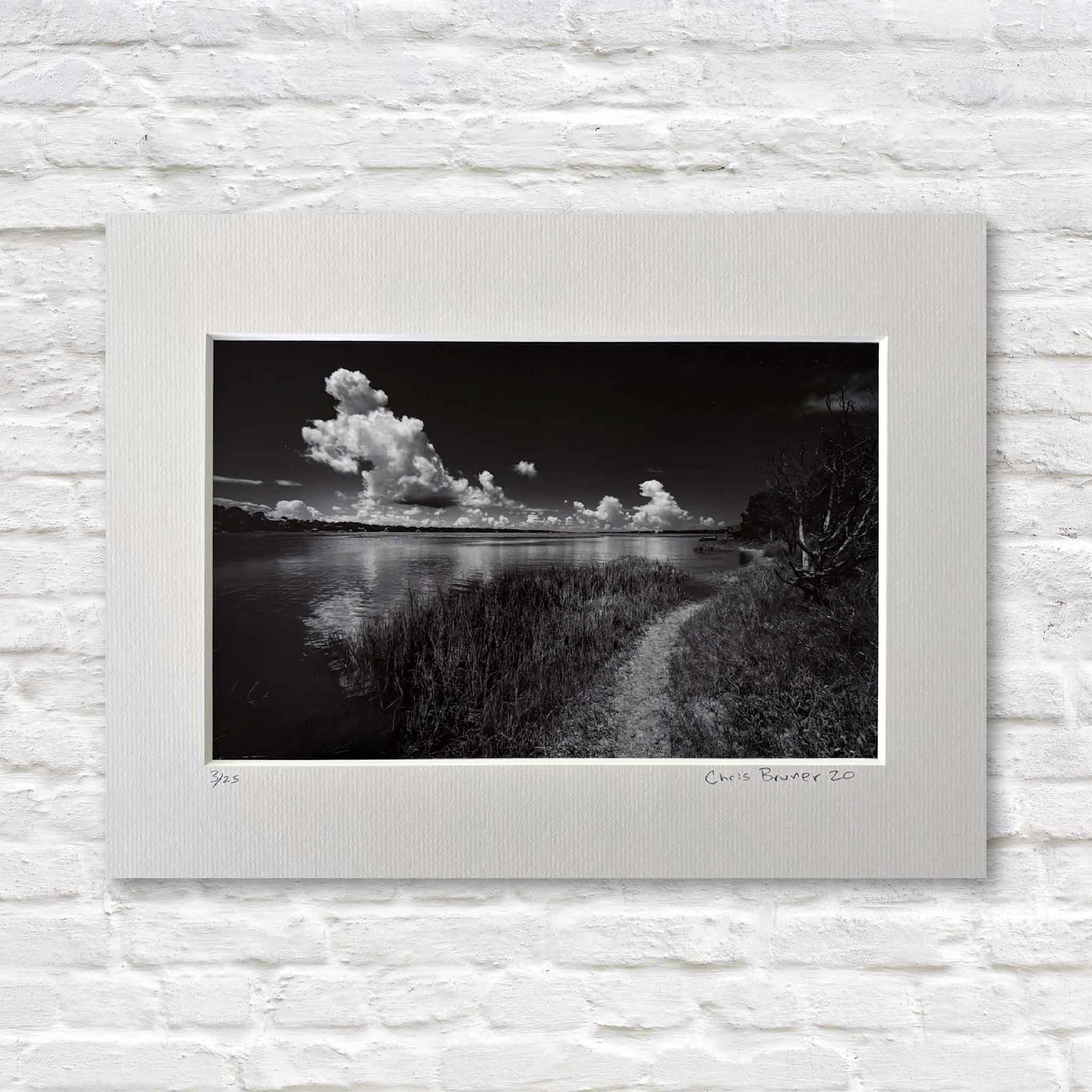 Carolina #141 by local coastal photographer Chris Bruner, a black-and-white fine art photograph taken on Pawleys Island, South Carolina, professionally matted and available at Gray Man Gallery.