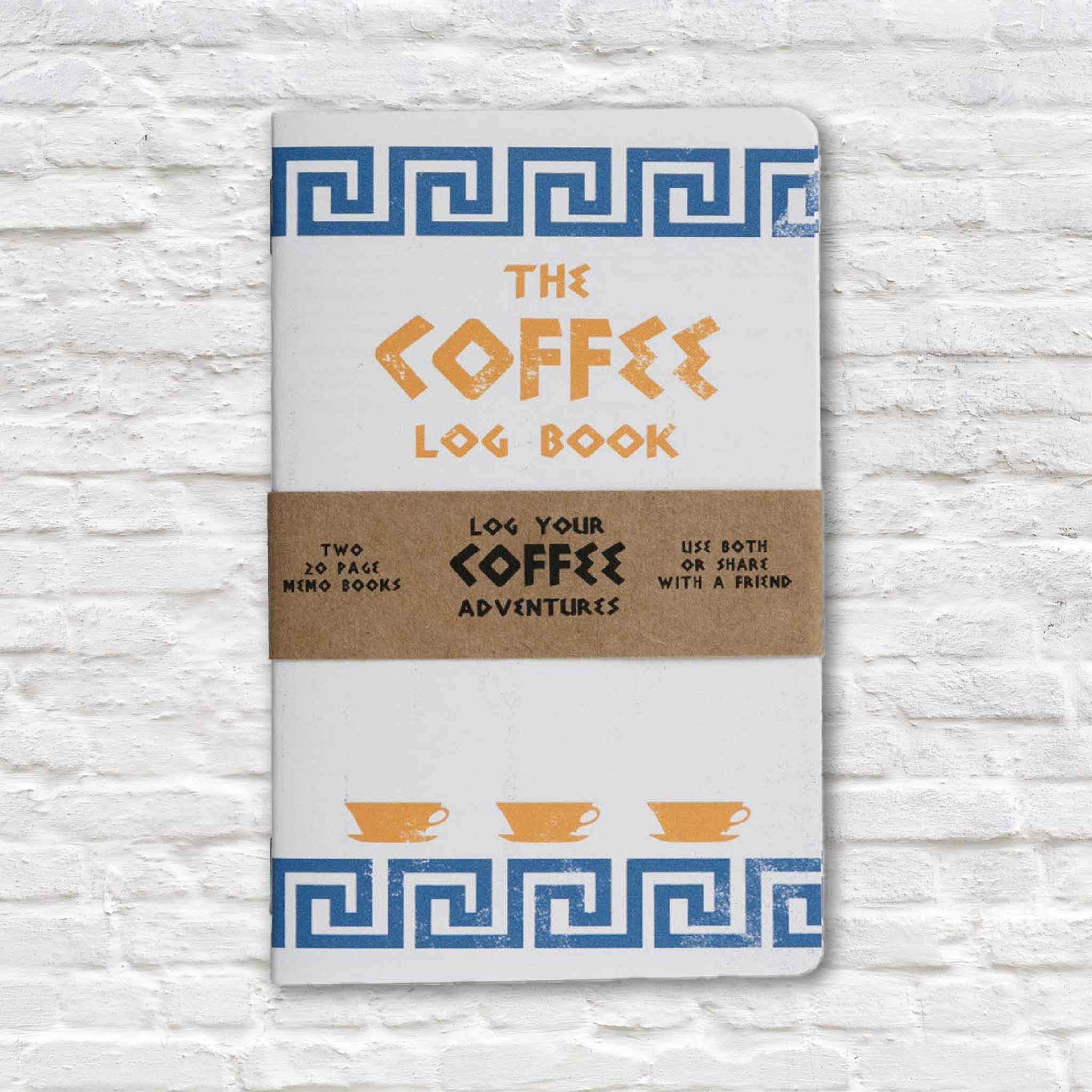 Coffee Log Book coffee shop review journal for tracking favorite cafés, espresso drinks, cold brew, coffee tasting notes, ambiance, and local coffee shop experiences. Set of two pocket journals available at Gray Man Gallery in Pawleys Island, South Carolina.