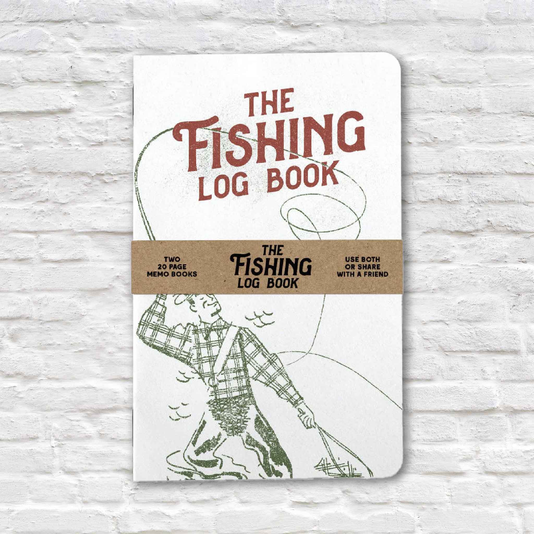Fishing Log Book set featuring two pocket-sized journals for recording fishing trips, catches, bait, weather conditions, fishing locations, and memories on the water. Thoughtful Father's Day gift for fishermen, anglers, dads, and grandfathers available at Gray Man Gallery in Pawleys Island, South Carolina.