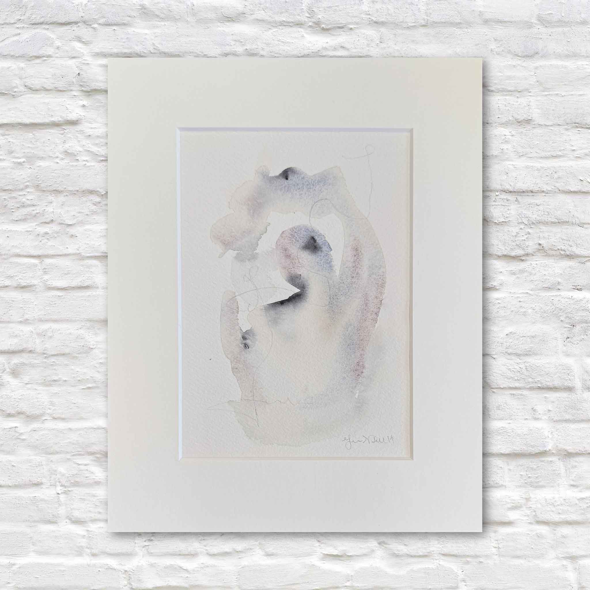 Original oyster-inspired watercolor by Megan DuMont featuring airy washes of lavender, gray, and blue that evoke sea mist, tidal movement, and the hidden beauty of South Carolina's oyster beds. Professionally matted to fit a standard 8x10 frame.